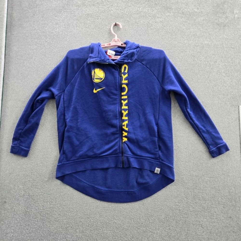 Golden State Warriors Women Hoodie L Blue Nike Logo Activewear Modern Cape